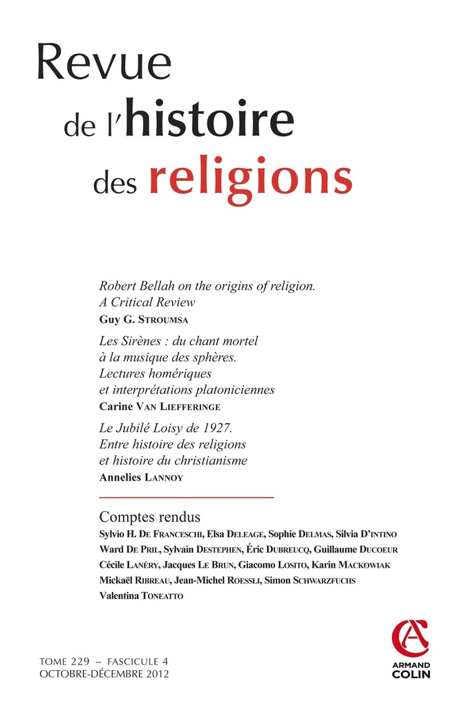 Revue de l'histoire des religions - Tome 229 (4/2012)