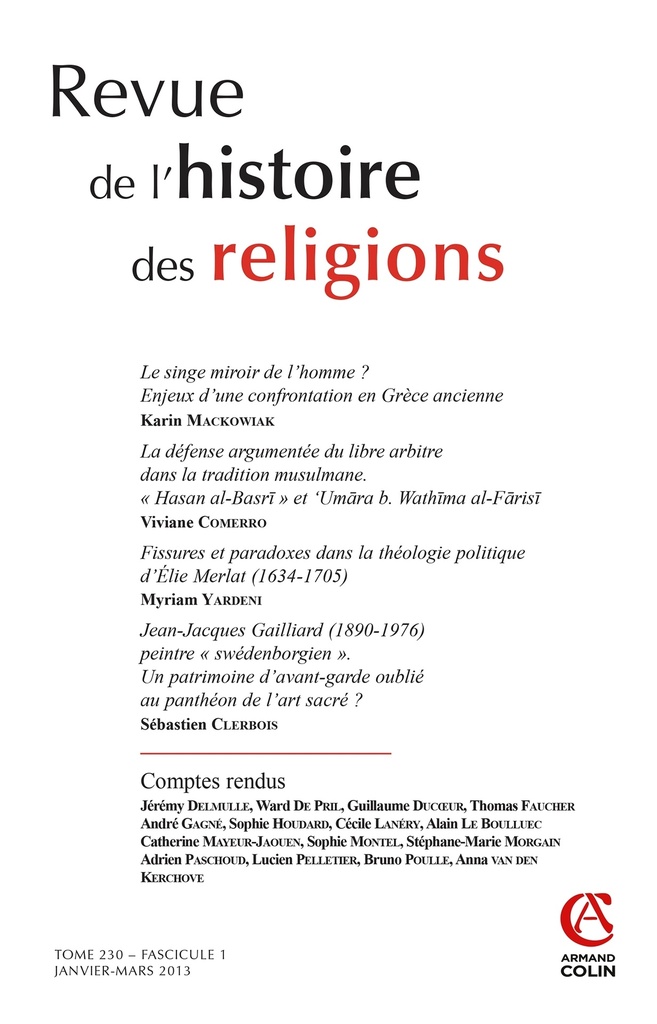 Revue de l'histoire des religions - Tome 230 (1/2013)