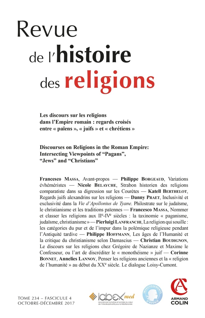 Revue de l'histoire des religions  (4/2017) Les discours sur les religions dans l'empire romain