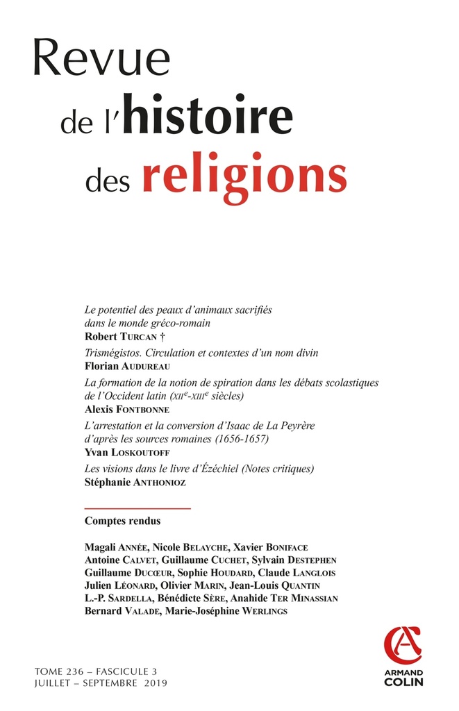 Revue de l'histoire des religions - Nº3/2019 Varia