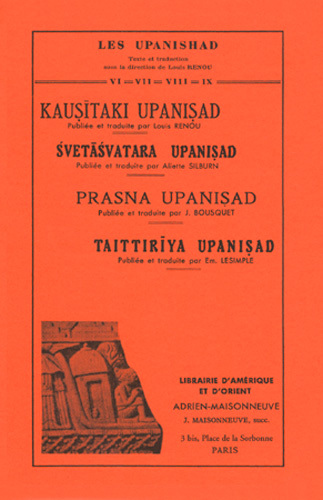 [9782720009723] Kausitaki Upanisad, Svetasvatara Upanisad, Prasna Upanisad, Taittiriya Upanisad