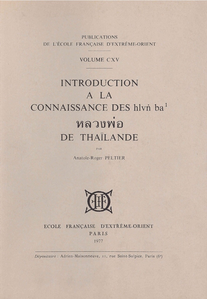 Introduction à la connaissance des HLVN BA de Thaïlande