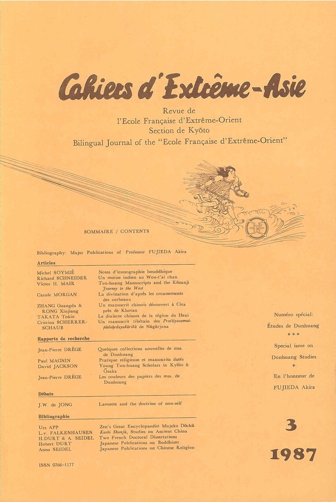 [9782855398426] Cahiers d'Extrême-Asie n° 03 (1987)