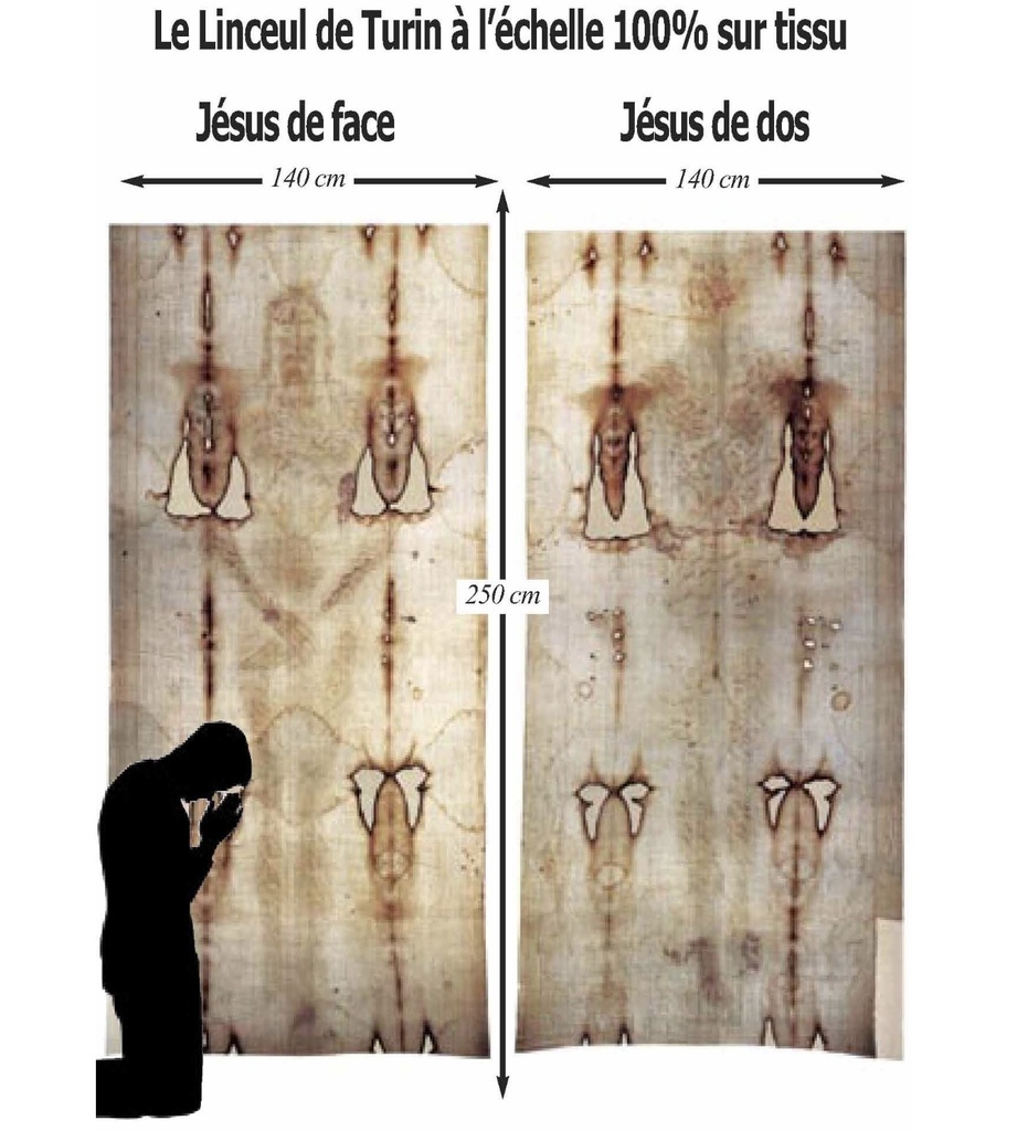 Reproduction du linceul de Turin face et dos à l'échelle 100% - F131