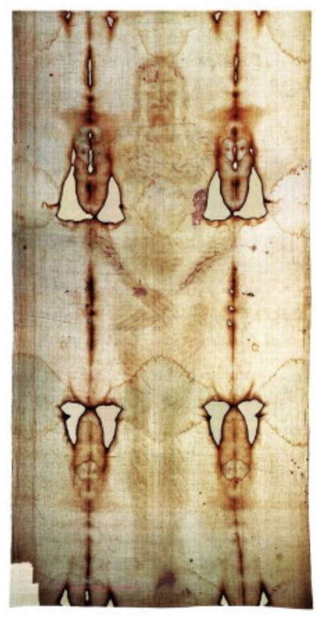 Reproduction du linceul de Turin face à l'échelle 100% - F131a