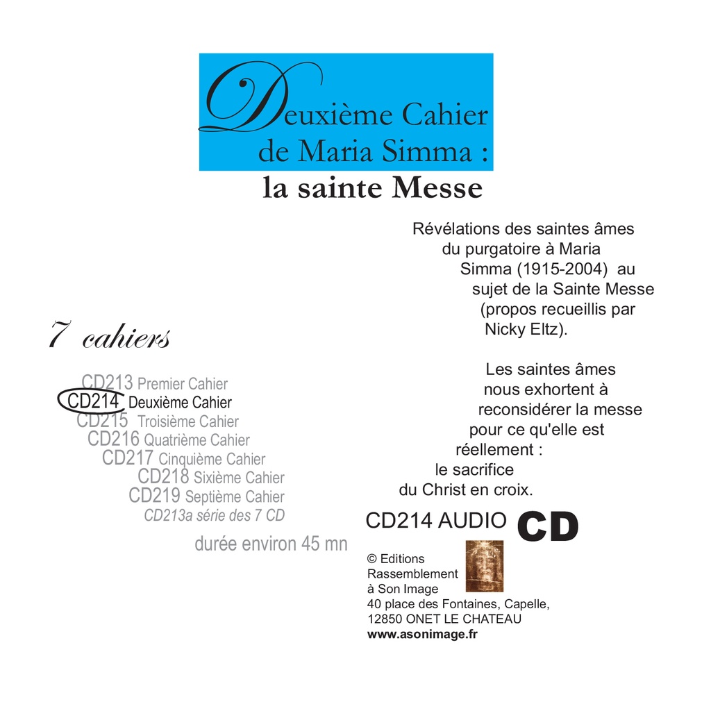 Deuxième cahier de Maria Simma - la sainte messe - livre audio - CD214