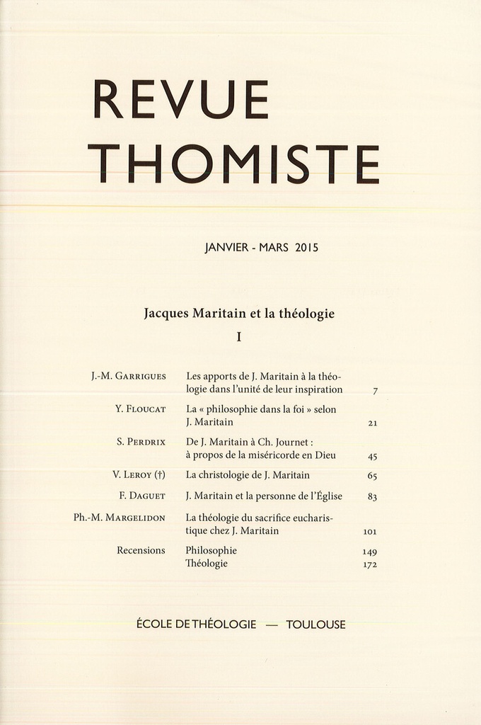 Revue thomiste - N°1/2015