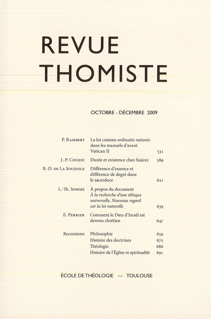 Revue thomiste - N°4/2009