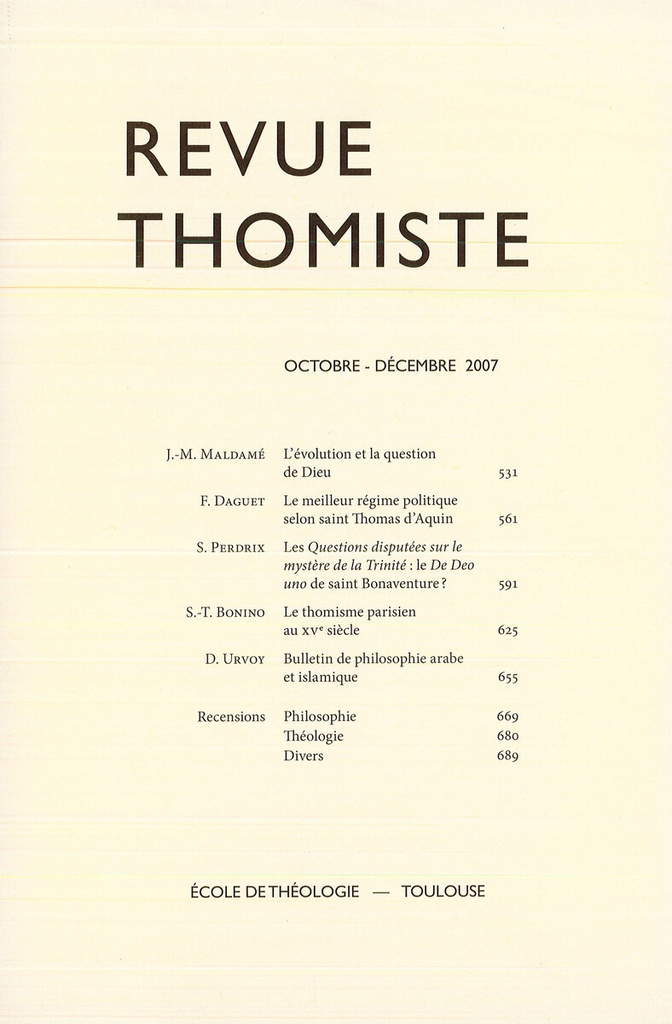 Revue thomiste - N°4/2007