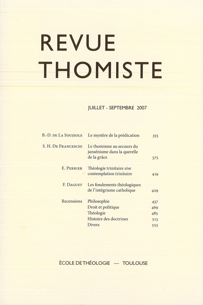 Revue thomiste - N°3/2007