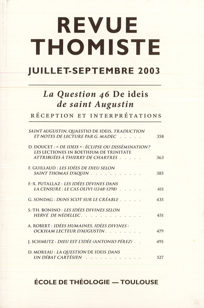 Revue thomiste - N°3/2003