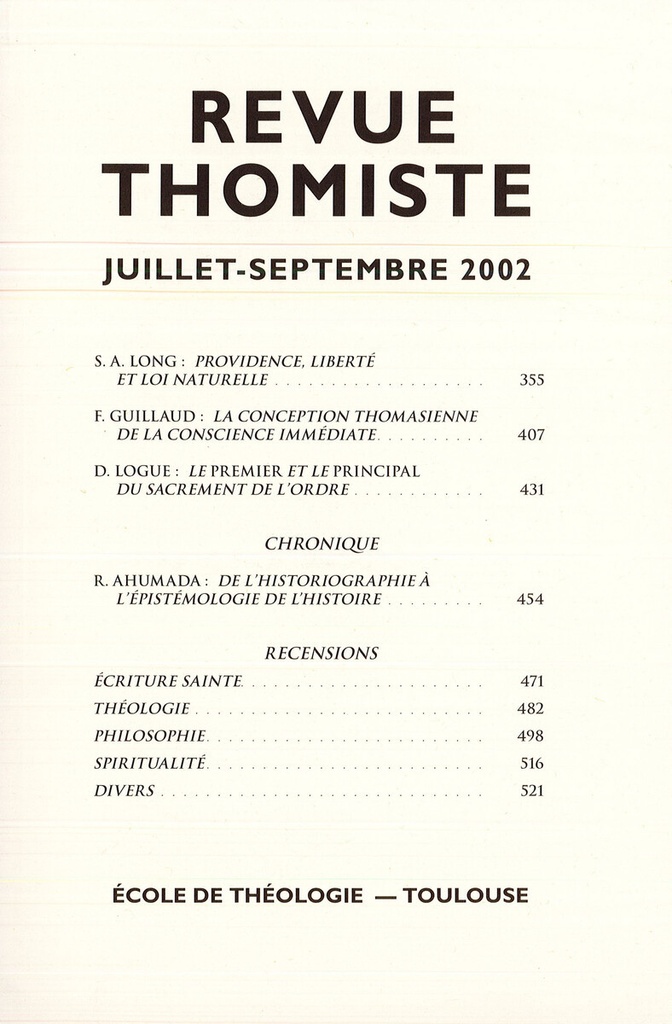 Revue thomiste - N°3/2002