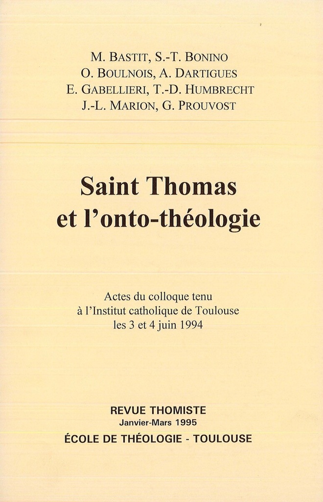 Revue thomiste - N°1/1995