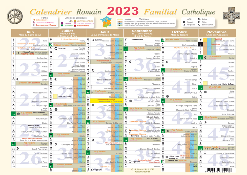 Petit calendrier familial catholique