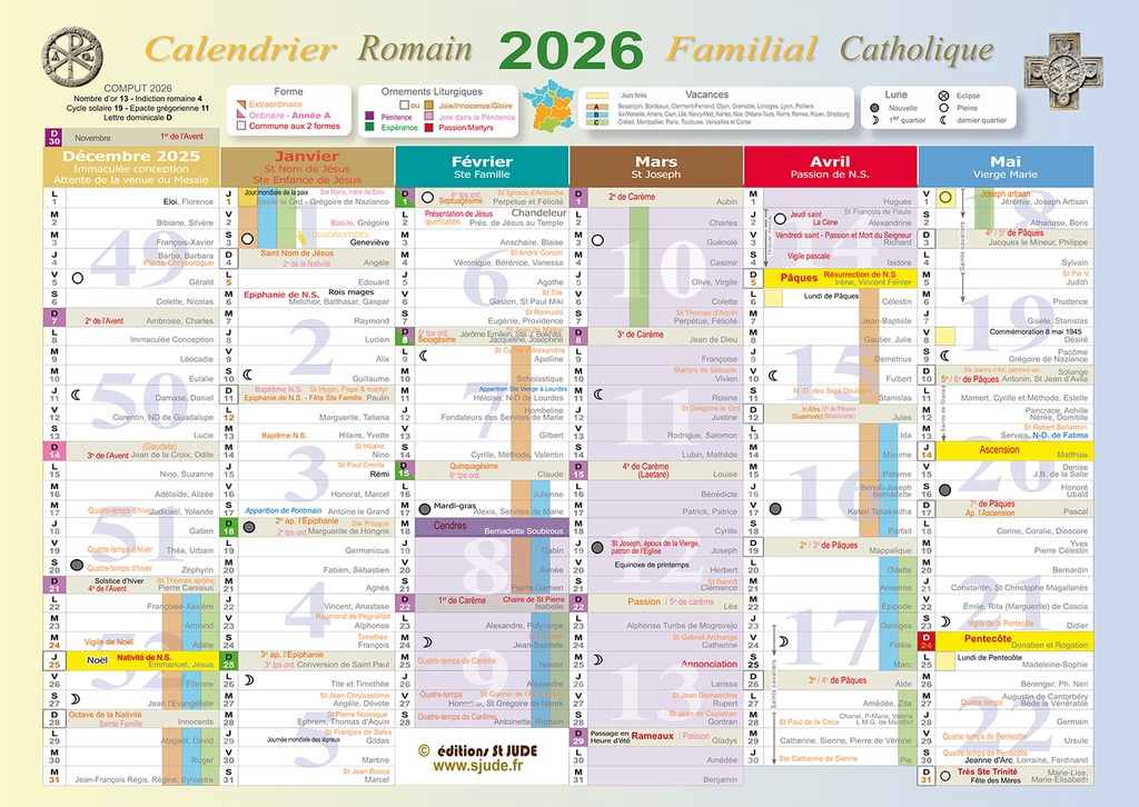 Calendrier catholique romain 2026