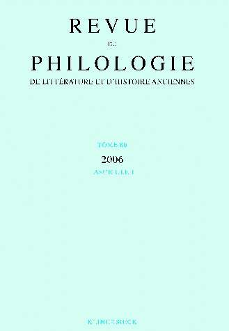 [9782252036297] Revue de philologie, de littérature et d'histoire anciennes volume 80
