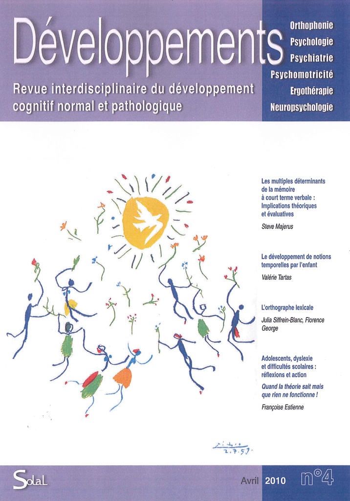 Revue interdisciplinaire du développement cognitif normal et pathologique 2009/4 - No 4