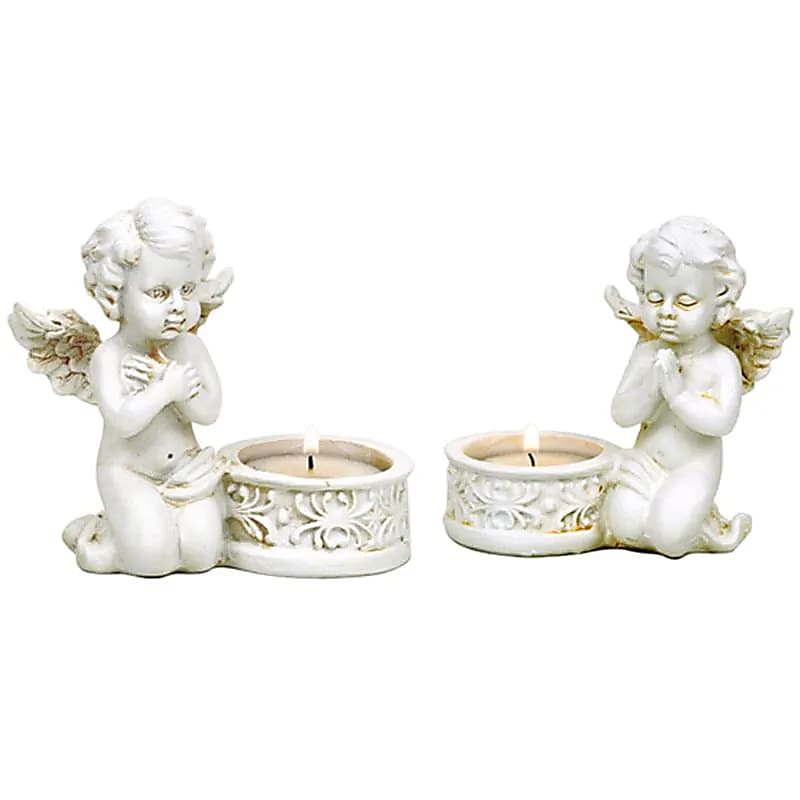 Deux anges avec bougeoirs -- 234 g; 10x9 cm