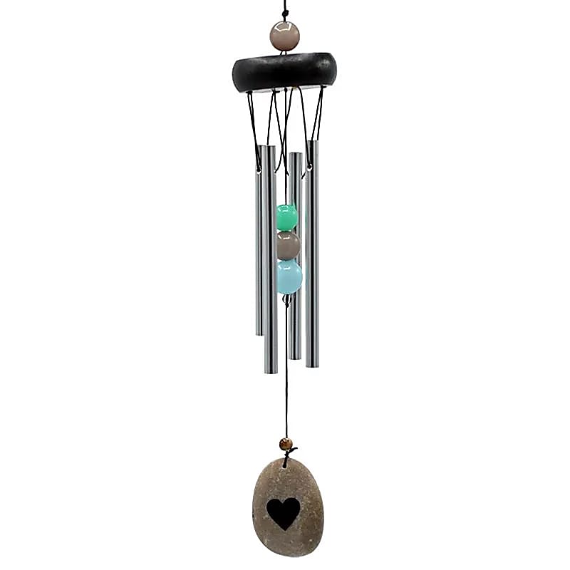Carillon à vent 4 tubes capteur de vent cœur -- 35 cm