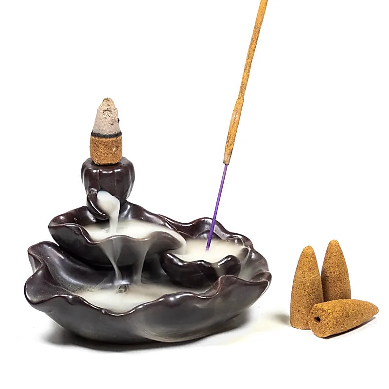 Brûleur d'encens à refoulement étang de Lotus -- 11x8x6cm