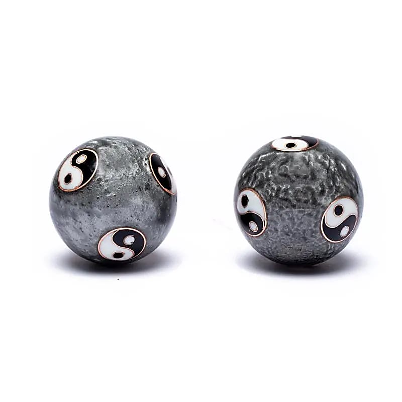 Boules de santé Qi Gong Yin et Yang Tai Chi gris -- 3.5 cm