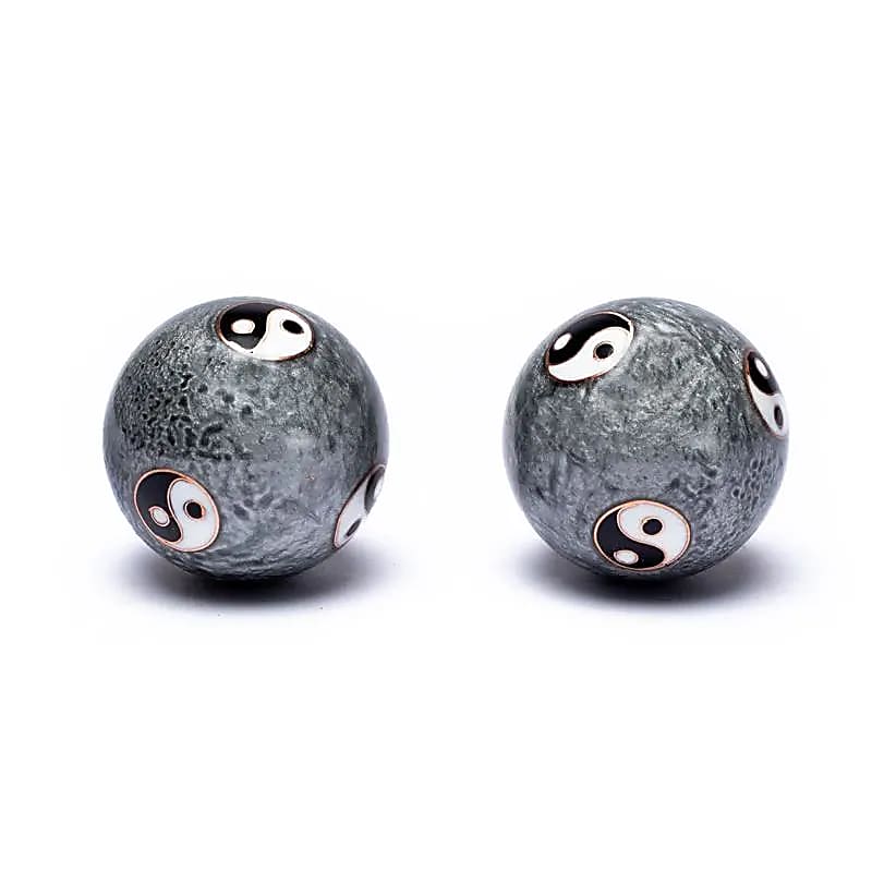 Boules de santé Qi Gong Yin et Yang Tai Chi gris -- 4 cm