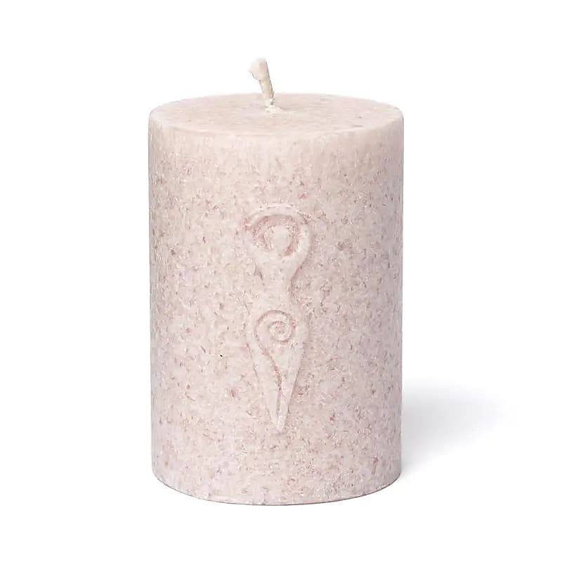Bougie votive à relief Déesse stéarine rose doux -- 8x5.5 cm