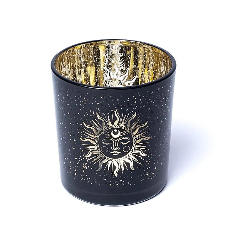 Bougeoir lune et soleil endormis -- 7,3x8 cm