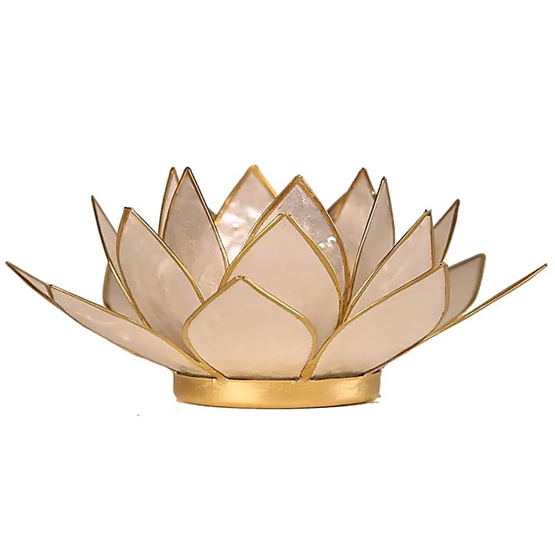 Eclairage d’ambiance Lotus perle bords or -- 13.5 cm