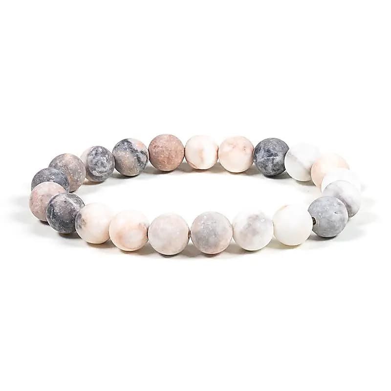 Mala / bracelet élastique jaspe rose zèbré-- 0.8 cm