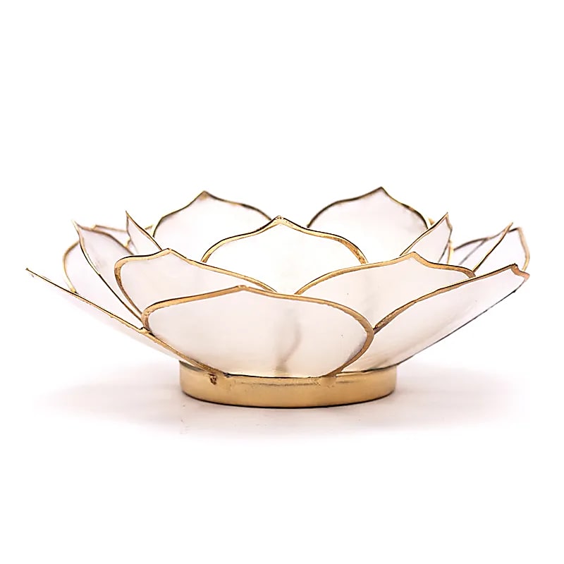 Lumière d'ambiance pétale Lotus naturel bordure or -- 13.5cm