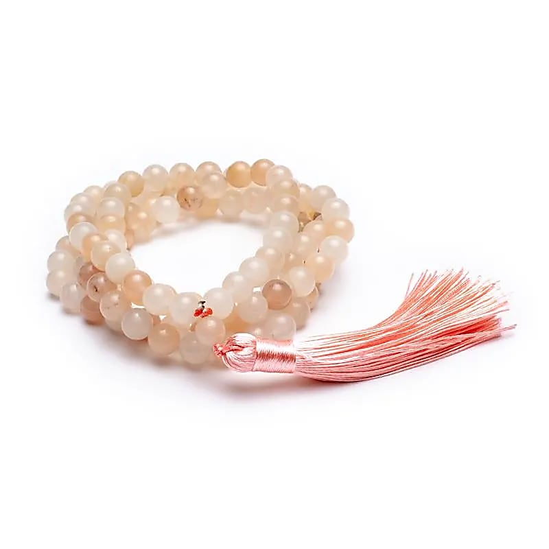 Mala Aventurine rose avec pompon -- 0.8cm
