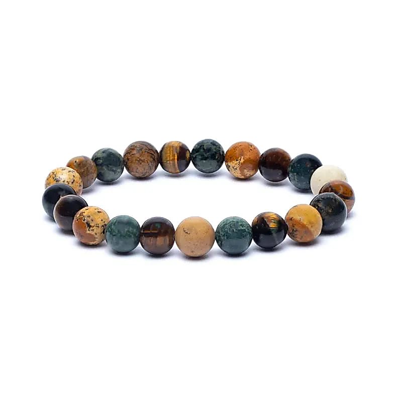Bracelet élastique en jaspe kambaba/œil de tigre/jaspe paysage -- 8mm