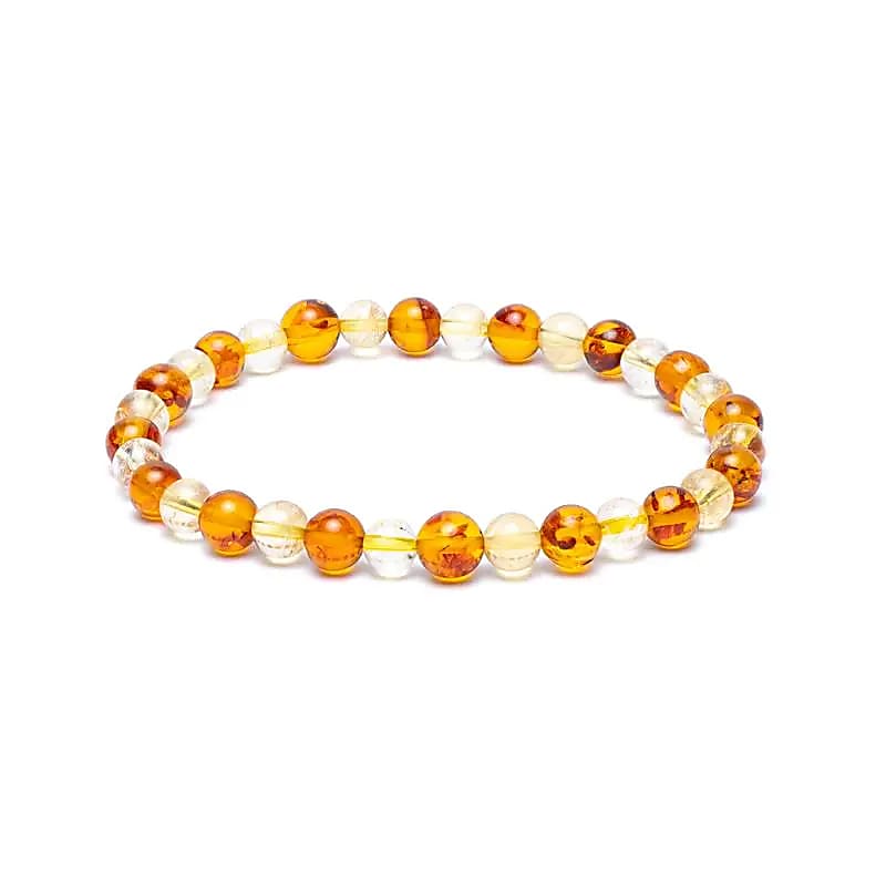 Bague élastique ambre / citrine -- 3mm