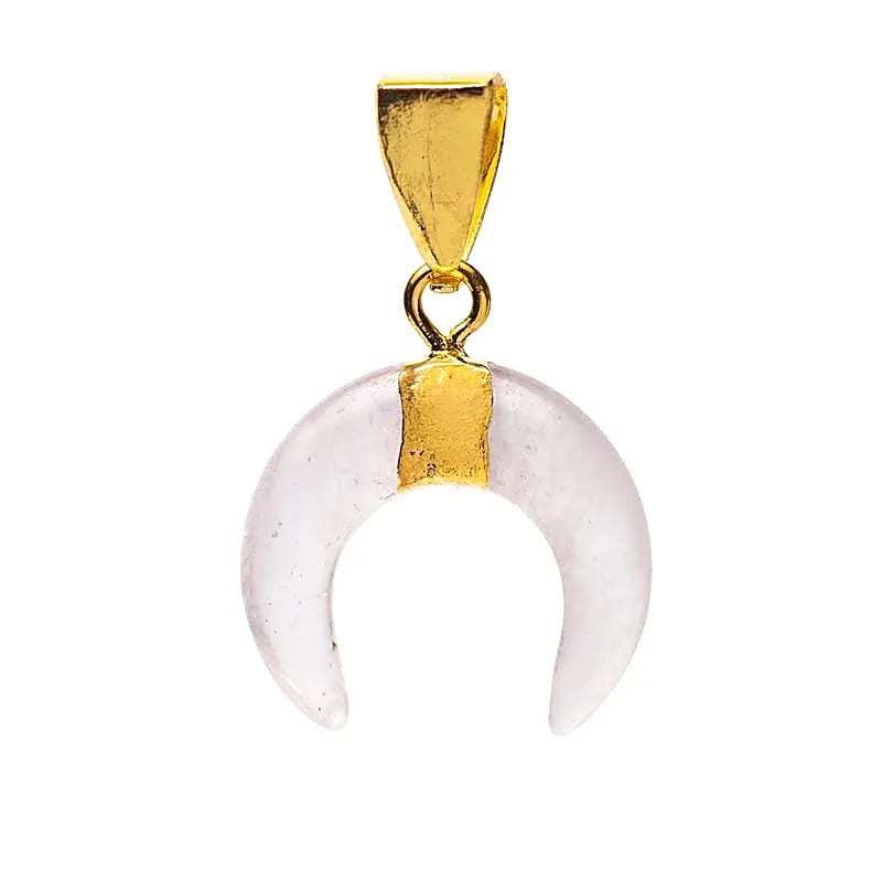 Pendentif lune croissante cristal de roche -- ±2 cm