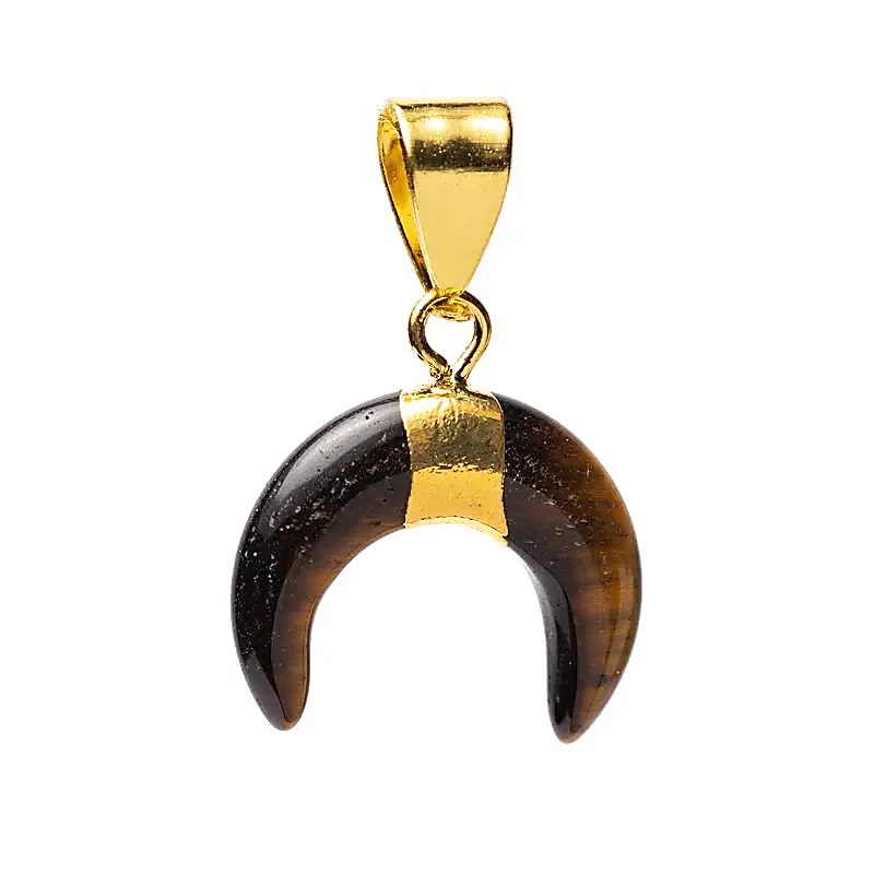 Pendentif lune croissante œil de tigre -- ±2 cm
