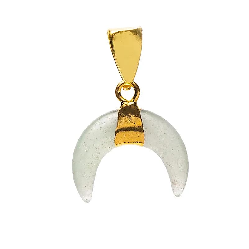 Pendentif lune croissante aventurine verte -- ±2 cm