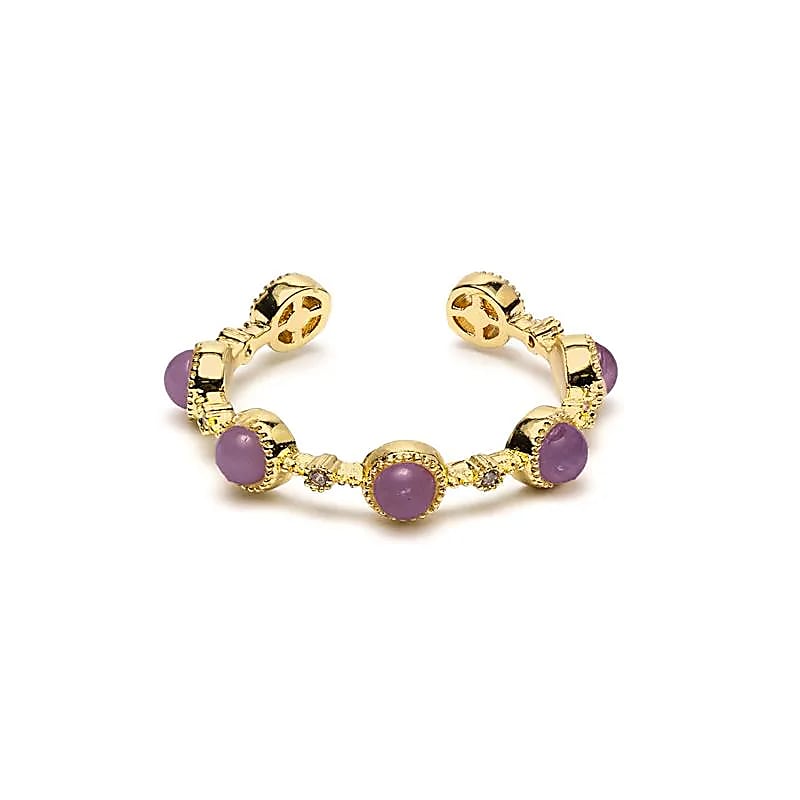 Bague ouverte avec améthyste -- ±2 cm