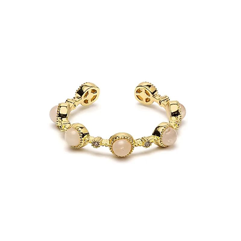 Bague ouverte avec quartz rose -- ±2 cm