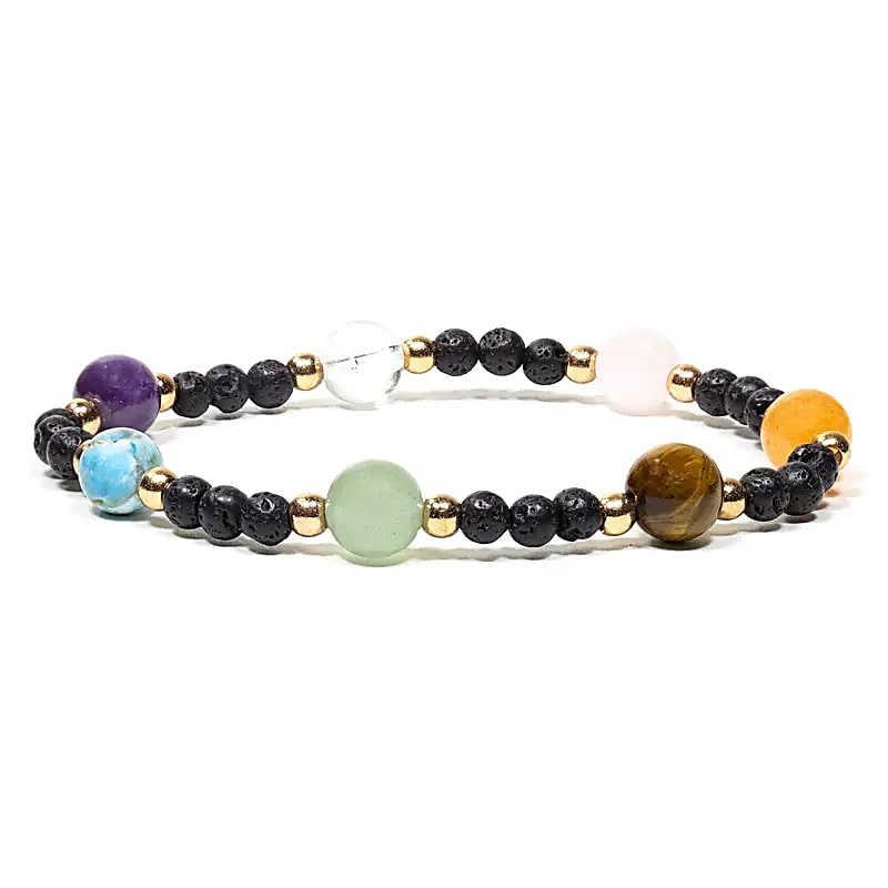 Bracelet pierre de lave avec 7 pierres -- 0.4 cm