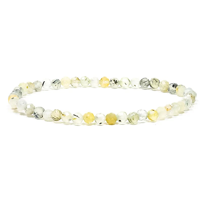 Bracelet de préhnite a facettes élastique -- 0.4 cm
