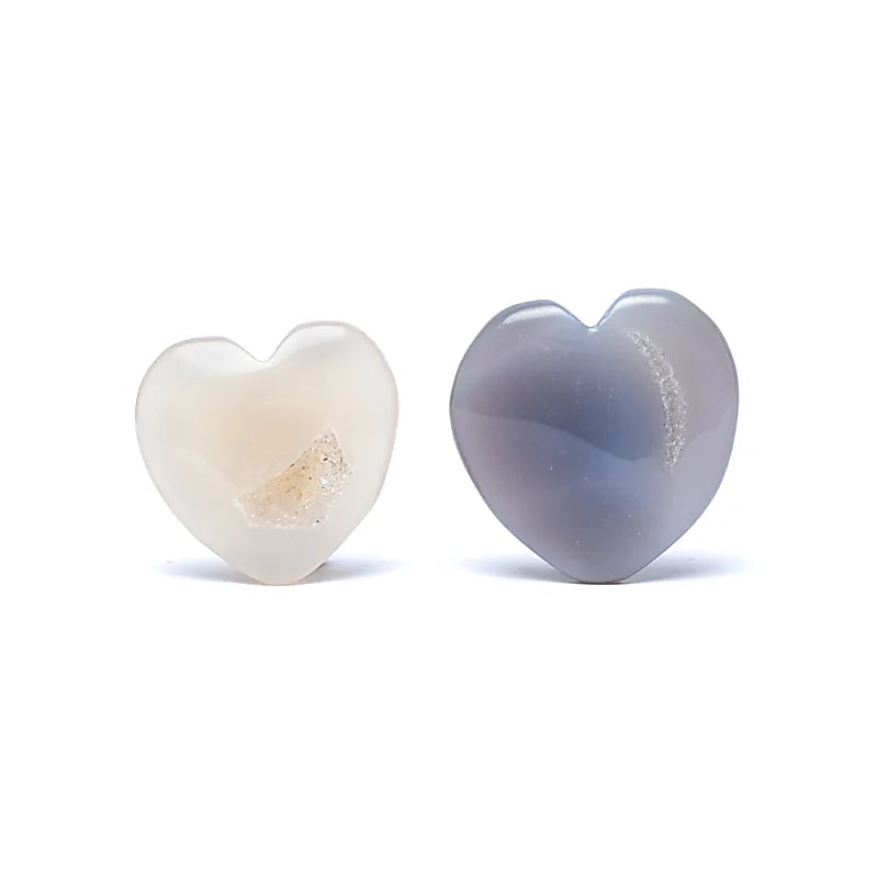 Agate pierre du soucis forme coeur avec cristallisation -- ± 4-6 cm
