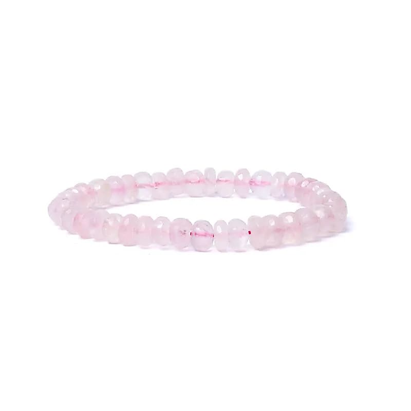 Bracelet Quartz rose à facette qualité AA élastique -- 0,8 cm