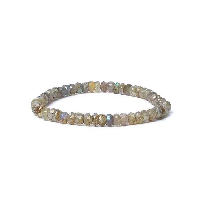 Bracelet labradorite à facette qualité AA élastique -- 0,6 cm