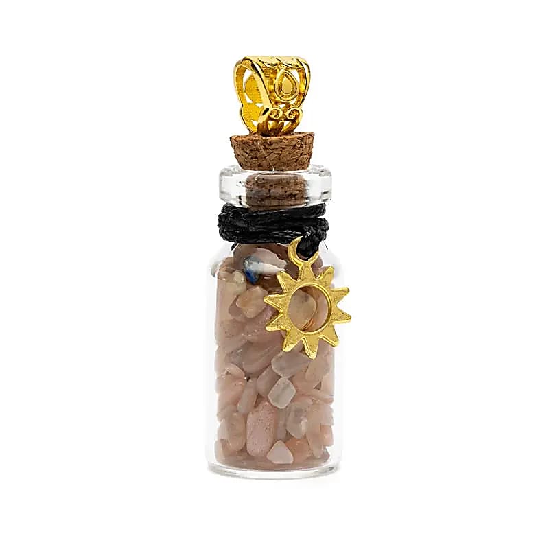 Fiole cadeau avec pierre de soleil et soleil -- 3,6 cm