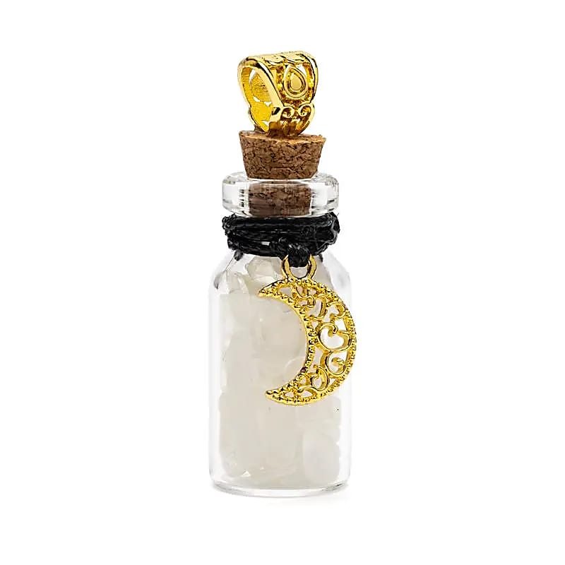 Fiole cadeau avec pierre de lune et lune -- 3,6 cm