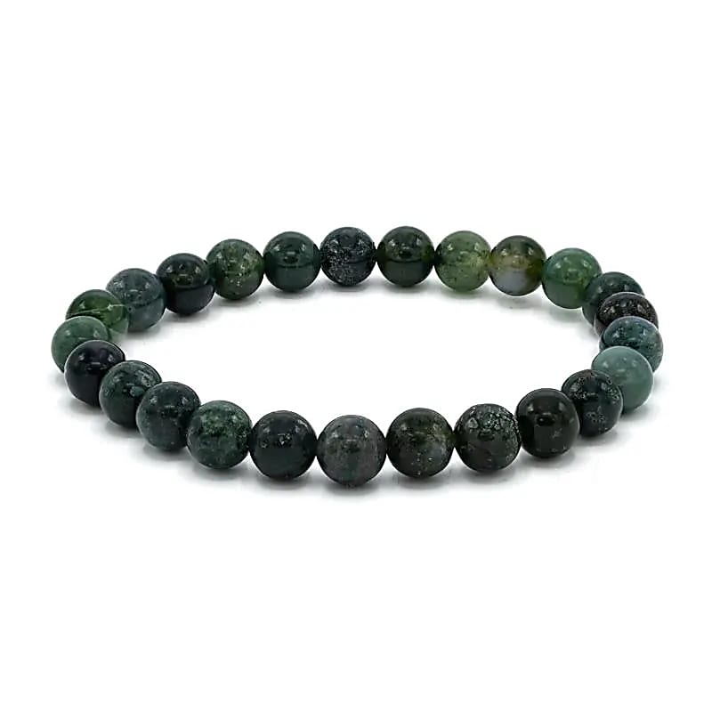Bracelet pour poignet large en agate mousse -- 0,8 cm
