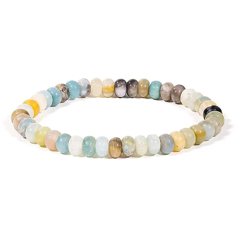 Bracelet pierre amazone perles ovales élastique -- 0.6 cm