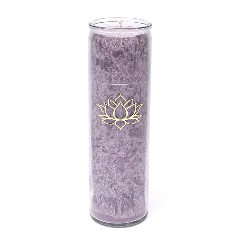 Bougie stéarine lotus violet non parfumée -- 21x6.5 cm