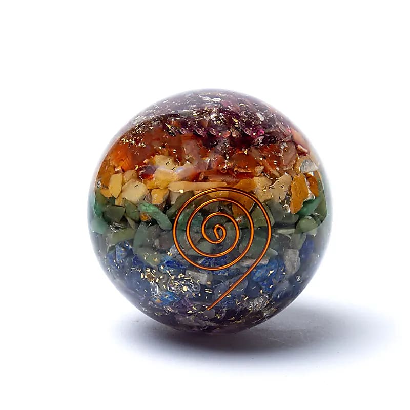 Orgonite sphère 7 chakra -- ±5.5cm